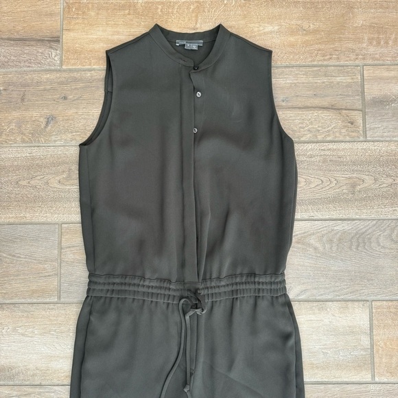 Vince Women’s Sleeveless Jumpsuit Crepe Jogger Drawstring Waist Green 0 - Picture 3 of 10